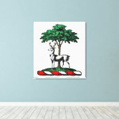 Toile Cerf Daim devant un Arbre Emblème de Blason Hérald (Insitu (Plancher de Bois))