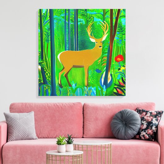 Toile Cerf dans un cadre forestier d'Imaginaire (Insitu(Salon))