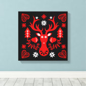 Toile Cerf de Noël rouge scandinave (Insitu (Plancher de Bois))