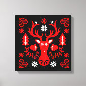 Toile Cerf de Noël rouge scandinave (Recto)