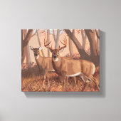 Toile Cerf De Virginie Dans La Forêt Style Rétro Nature (Recto)