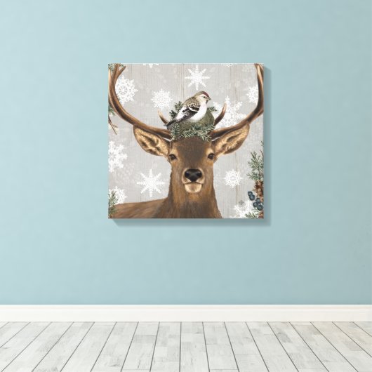 Toile cerf d'hiver vintage moderne (Insitu (Plancher de Bois))