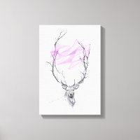 Cerf et dessin de cœur géométrique rose Art animal