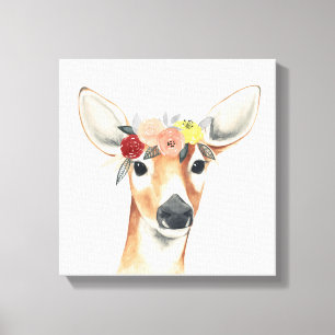 Toile Cerf forestier de la Couronne de fleurs