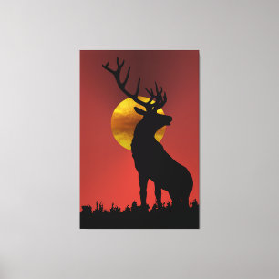 Toile Cerf majestueux aux bois ornés dans la lumière dor