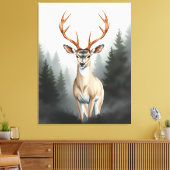 Toile Cerf Majestueux dans une Forêt Brumeuse – Faune Tr (Insitu(Salon))