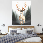 Toile Cerf Majestueux dans une Forêt Brumeuse – Faune Tr (Insitu(Chambre))