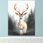 Toile Cerf Majestueux dans une Forêt Brumeuse – Faune Tr (Insitu (Plancher de Bois))