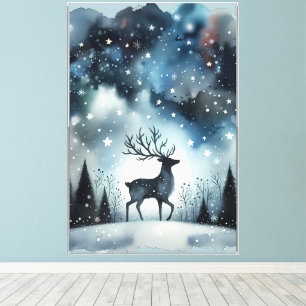 Toile Cerf Nuit d'Hiver Étoilée