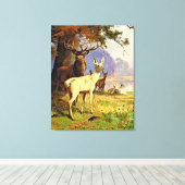 Toile Cerf Rouge Et Blanc Près D'Un Étang De Forêt (Insitu (Plancher de Bois))