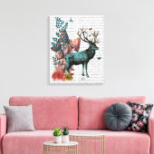 Toile Cerf Turquoise en Forêt de Champignons (Insitu(Salon))
