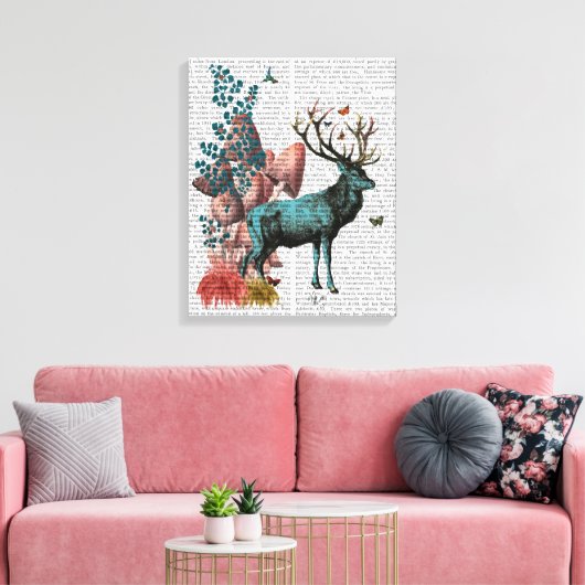 Toile Cerf Turquoise en Forêt de Champignons (Insitu(Salon))