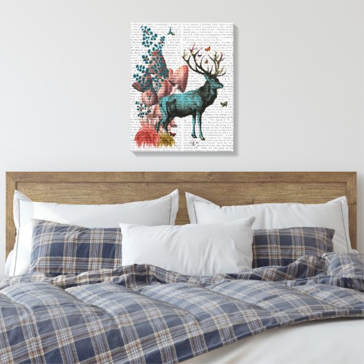 Toile Cerf Turquoise en Forêt de Champignons (Insitu(Chambre))