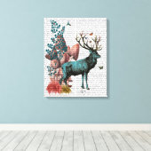 Toile Cerf Turquoise en Forêt de Champignons (Insitu (Plancher de Bois))