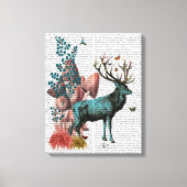 Toile Cerf Turquoise en Forêt de Champignons (Recto)
