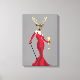 Toile Cerfs communs de charme en rouge