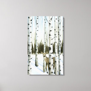 Toile Cerfs communs en chutes de neige