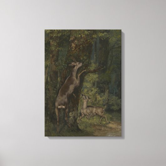 Toile Cerfs dans la forêt (par Gustave Courbet) (Recto)