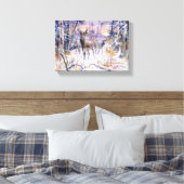 Toile Cerfs dans une forêt enneigée (Saison d'hiver) (Insitu(Chambre))