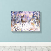 Toile Cerfs dans une forêt enneigée (Saison d'hiver) (Insitu (Plancher de Bois))