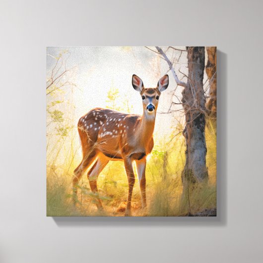 Toile Cerfs Élégants dans la Forêt Dessin Nature (Recto)