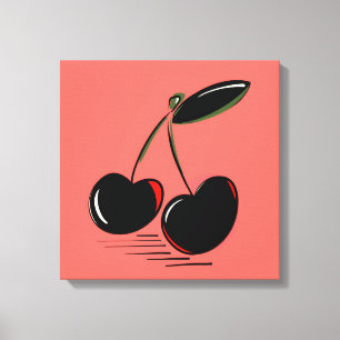 Toile Cerises Foncées – Art Graphique Minimal