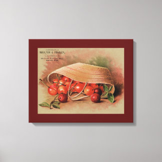 Toile Cerises rouges vintages dans un panier