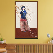 Toile cerisier fleur fille version brune (Insitu(Salon))