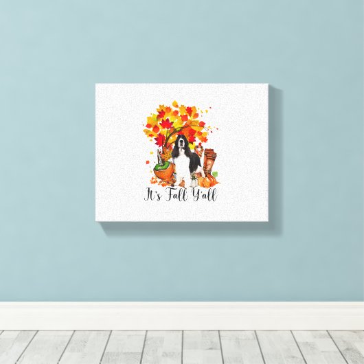 Toile C'est automne Y'all Springer Spaniel Dog Halloween (Insitu (Plancher de Bois))