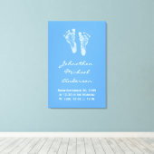 Toile C'est un garçon Blue Baby Footprints Faire-part de (Insitu (Plancher de Bois))