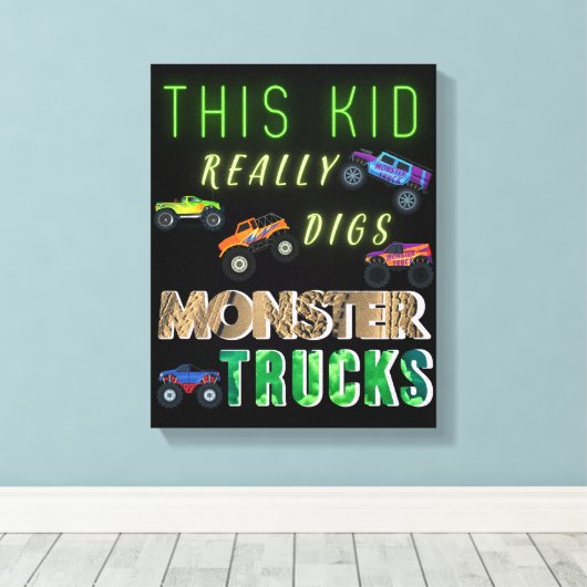 Toile Cet Enfant A Vraiment Digéré Des Camions Monster (Insitu (Plancher de Bois))