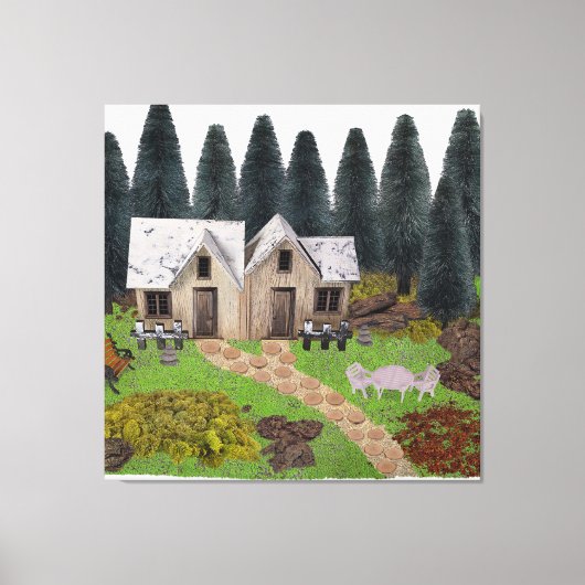 Toile Chalet rustique avec pierres de pas pour le camp d (Recto)