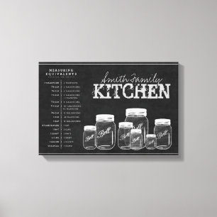 Toile Chalkboard Mason Jars Cuisine Canvas