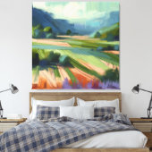 Toile Champ abstrait avec ciel vert, nuances roses (Insitu(Chambre))
