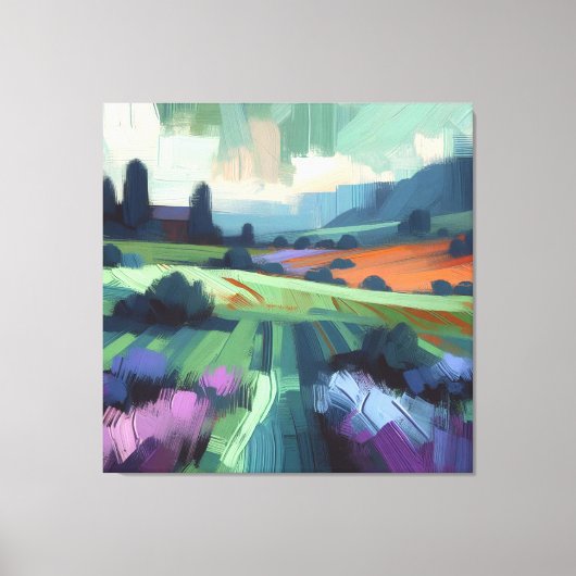 Toile Champ Abstrait avec ciel vert, Vert bleu (Recto)