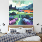 Toile Champ Abstrait avec ciel vert, Vert bleu (Insitu(Chambre))