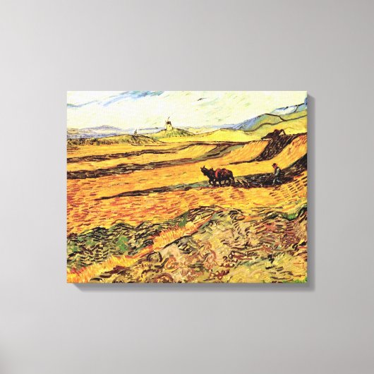 Toile Champ avec Plowman et Mill par Vincent van Gogh (Recto)