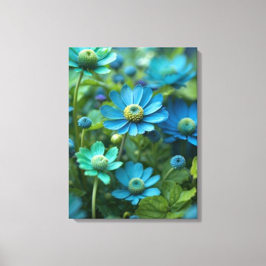 Toile Champ bleu et vert en fleurs (Recto)