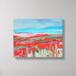 Toile Champ de coquelicots rouge vibrant