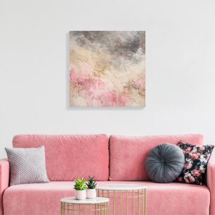 Toile Champ de couleur abstrait Misty - Rose tendre