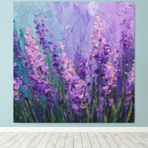 Toile Champ de Fleurs Abstrait de Lavande Rose Violet su