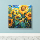 Toile Champ De Fleurs De Soleil Van Gogh Style (Insitu (Plancher de Bois))