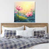 Toile Champ de Lotus au lever du soleil (Insitu(Chambre))