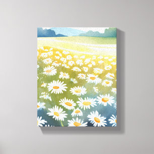 Toile Champ de pâquerettes Peinture florale de prairie