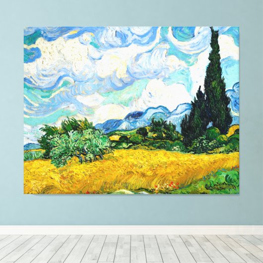 Toile Champ de roues avec cyprès (Insitu (Plancher de Bois))