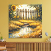 Toile Champ de Tournesols avec Clôture Rustique (Insitu(Salon))