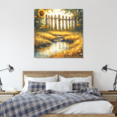 Toile Champ de Tournesols avec Clôture Rustique (Insitu(Chambre))