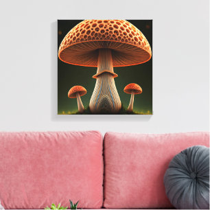 Toile Champignon de paille surréaliste Aquarelle numériq