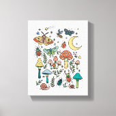 Toile Champignons et Insectes Nuit Forêt Chambre Enfants (Recto)