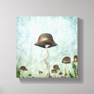 Toile Champignons Jardin Lune Grunge